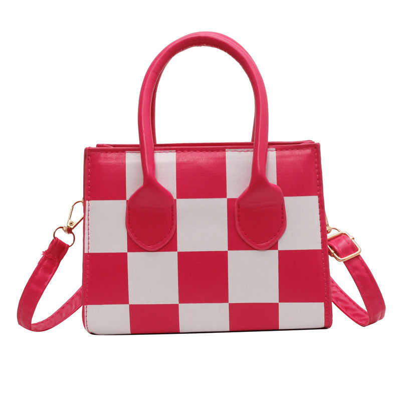 Wholesale chessboard stitching plaid contrasting color small square armpit PU handbag